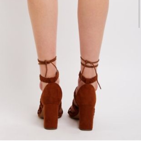 H&M Shoes - Braided lace up faux suede heel sandals